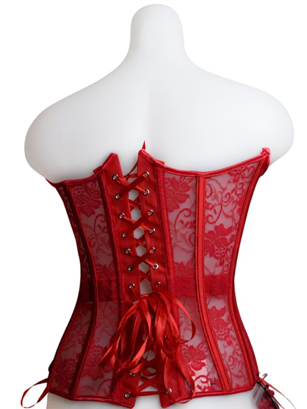 Coquette NWT Red Lace Waist Cincher Corset Bustier & Garter Size M MSRP $74 - Picture 4 of 12